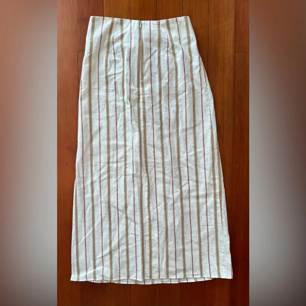 NWT Madewell Twist-Front Sarong Midi Skirt in Stripe - 0